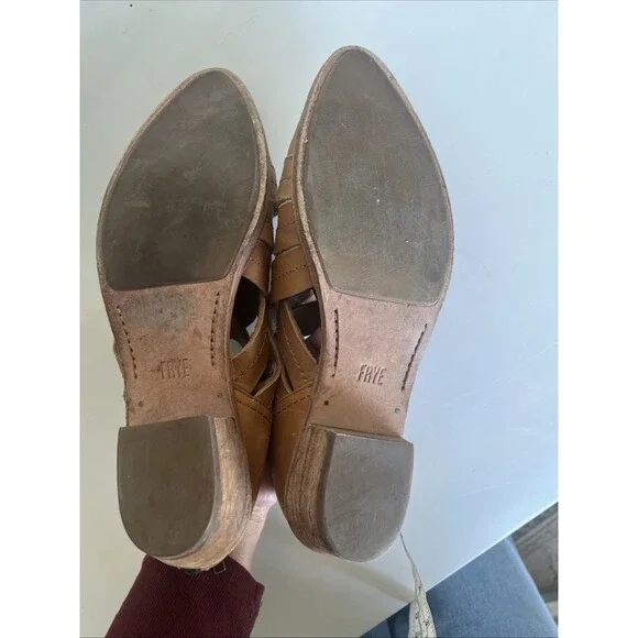 Frye Ray Huarache Tan Nude Woven Bootie Shootie Size 10 Western Boho Artsy - Picture 9 of 10